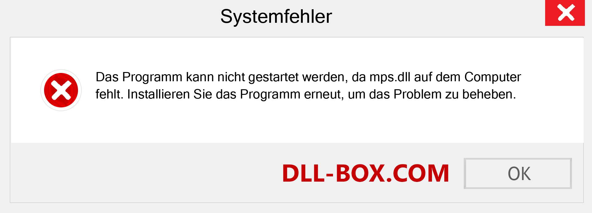 mps.dll-Datei fehlt?. Download für Windows 7, 8, 10 - Fix mps dll Missing Error unter Windows, Fotos, Bildern